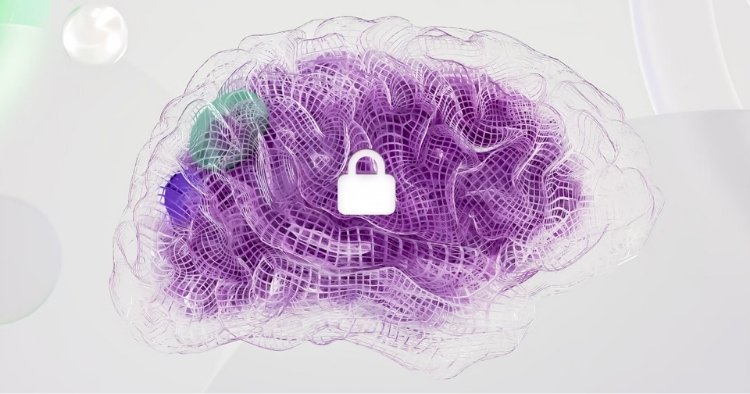 Translucent brain with a lock icon representing using AI safely
