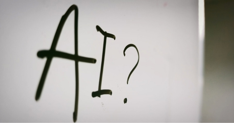 The letter 'AI' with a question mark representing the uncertainty with starting to use Artificial Intelligence