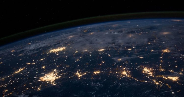 Earth with technology hot spots showing the growth of Artificial Intelligence