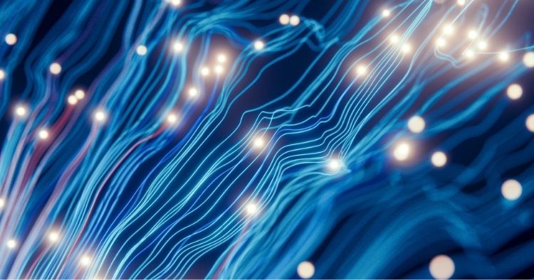 Electricity waves and sparks representing AI