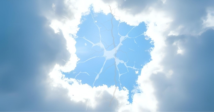 Darkened office with only emergency lights and disconnected devices