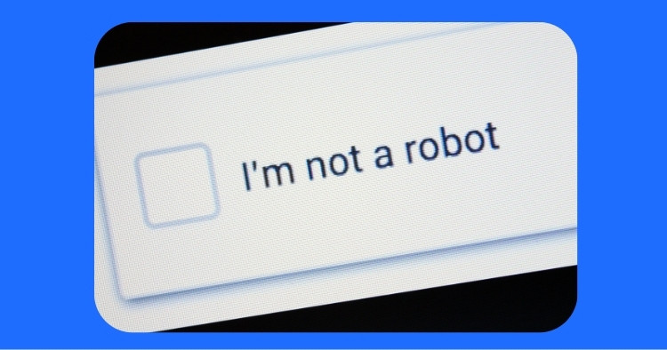 reCAPTCHA I am not a robot checkbox on a computer screen