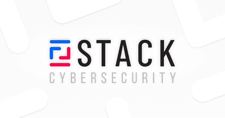 STACK Cybersecurity logo, rebranded from AM Data Service, with the text "STACK CYBERSECURITY"